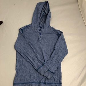 Gap blue hooded long sleeve tee with button front
